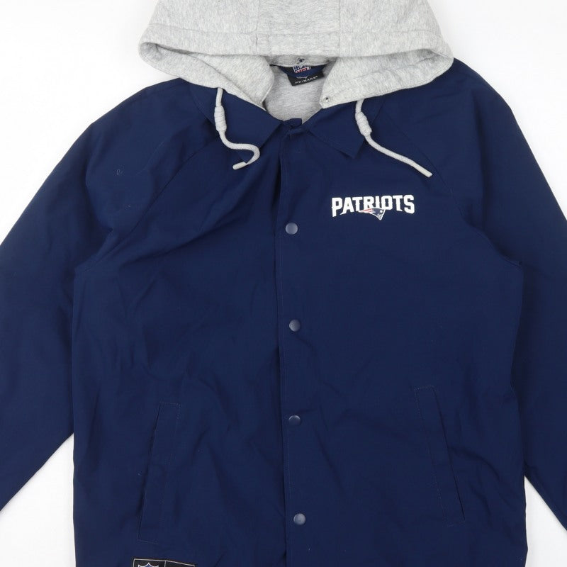 Primark Men Blue NFL Patriots Hooded Coach Jacket M