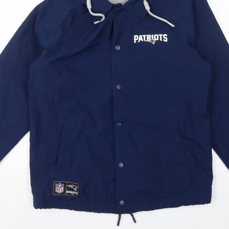 Primark Men Blue NFL Patriots Hooded Coach Jacket M