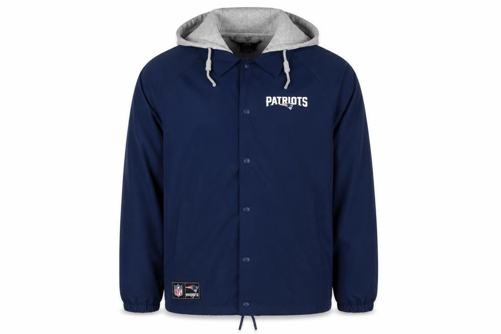 Primark Men Blue NFL Patriots Hooded Coach Jacket M