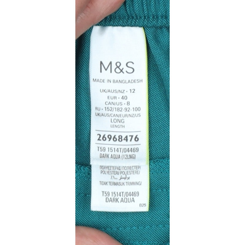 Marks and Spencer Women's Aqua Blue Size 12 Long Straight Trousers