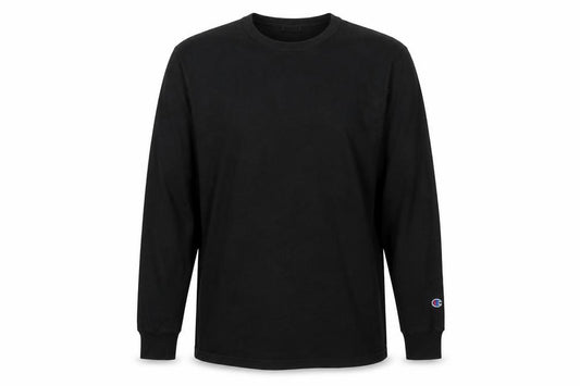 Champion Men's Black Large Long Sleeve Crew Neck Logo T-Shirt