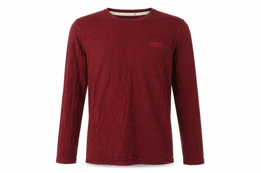 Superdry Men's Red Marl Logo Long Sleeve Crew Neck T-Shirt Size L