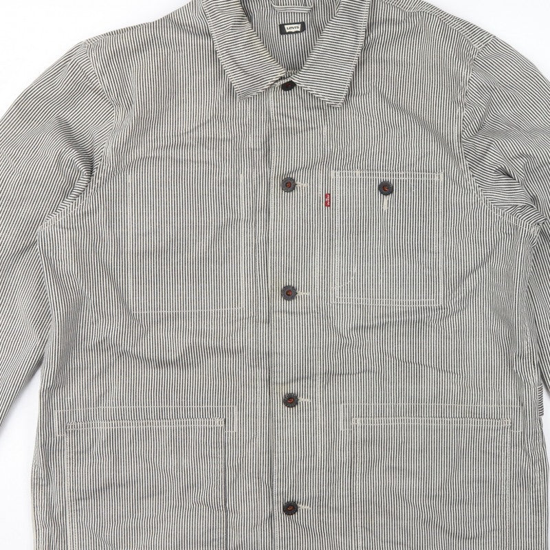Levi's Men's Grey Striped Cotton Blend Workwear Jacket L