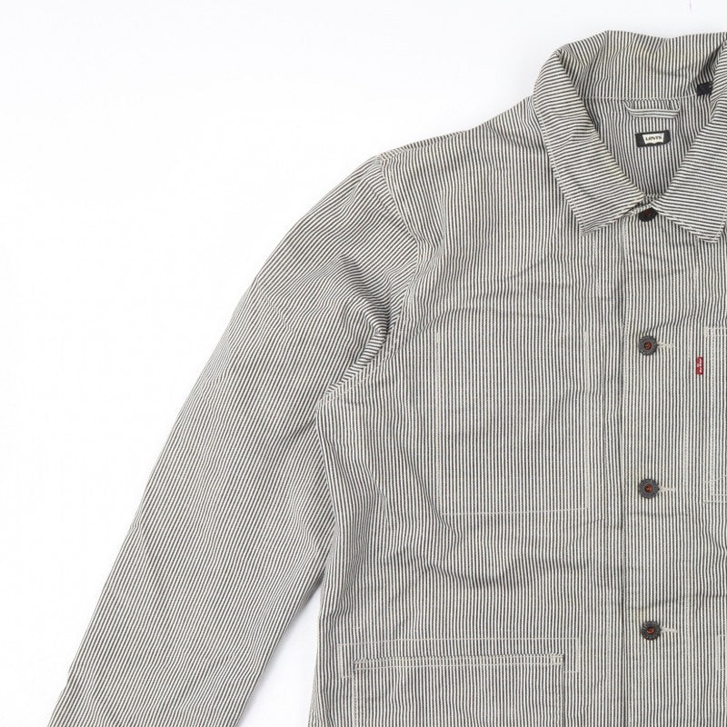 Levi's Men's Grey Striped Cotton Blend Workwear Jacket L