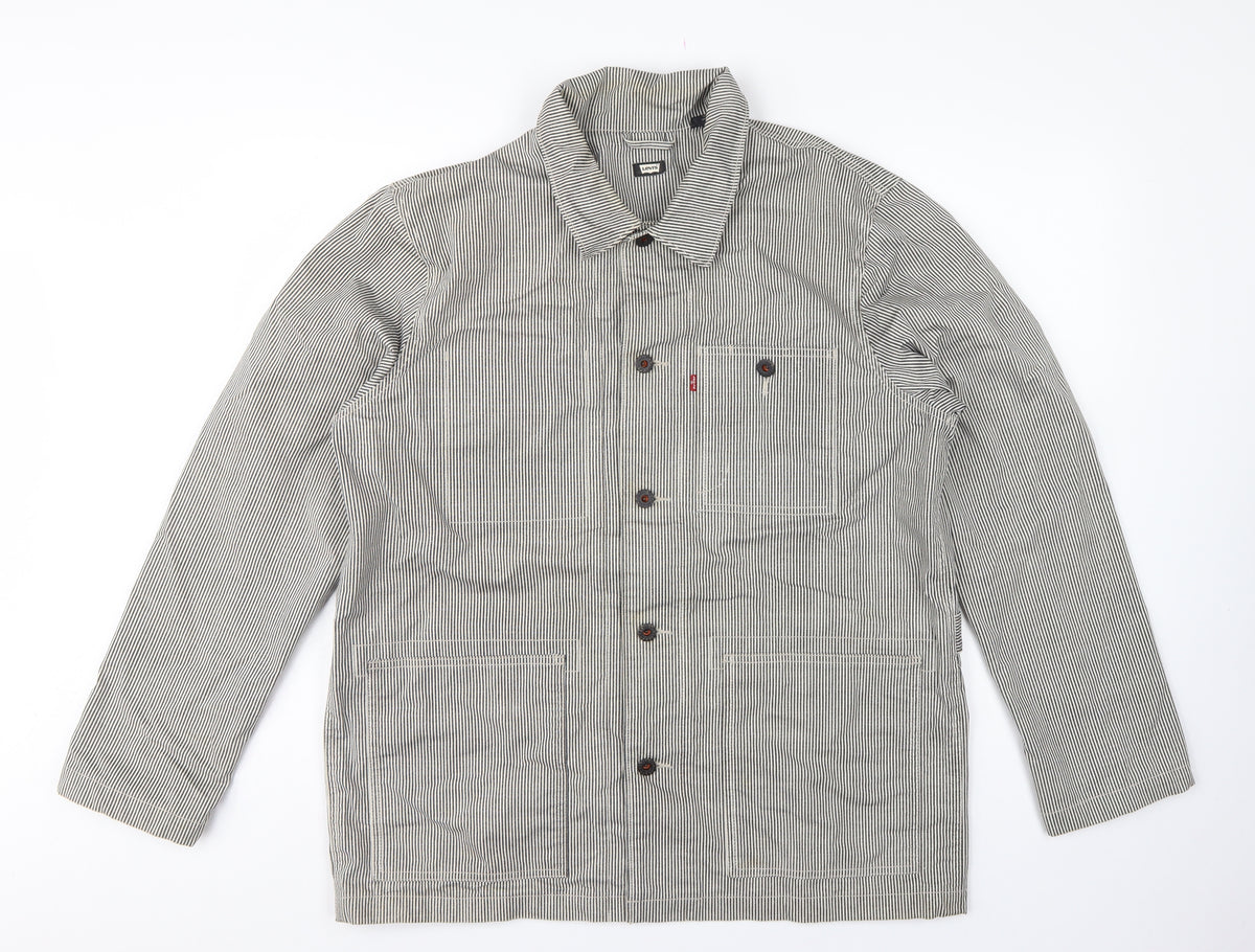 Levi's Men's Grey Striped Cotton Blend Workwear Jacket L