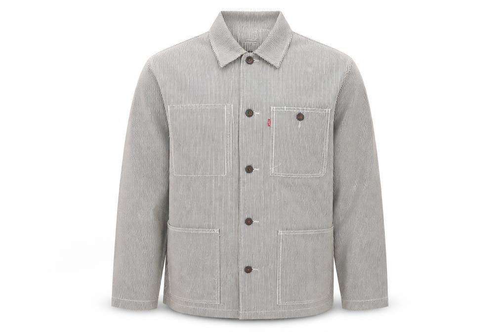 Levi's Men's Grey Striped Cotton Blend Workwear Jacket L