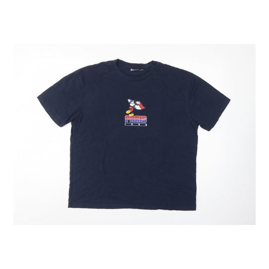 Disney Women Blue L Paris 1996 Mickey Graphic Cotton T-Shirt