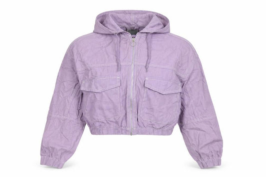 BDG Urban Outfitters Women Purple XS Cropped Hooded Zip Jacket
