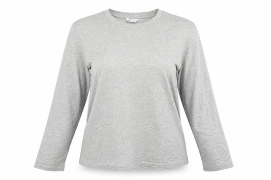 Marks and Spencer Women Grey Size 20 Basic Crew Neck Long Sleeve T-Shirt