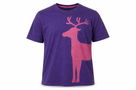 John Lewis Men’s Purple Pink Deer Graphic Organic Cotton T-Shirt 2XL