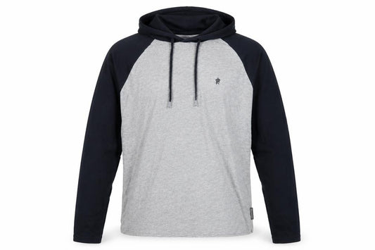 French Connection Men’s Grey Black Logo Hooded Pullover Hoodie L