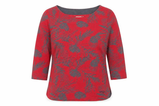 Weird Fish Women's Red UK 14 Basic Organic Cotton Pineapple Blouse
