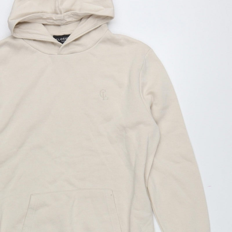 Closure London Men’s Beige L Pullover Hoodie Logo Fleece