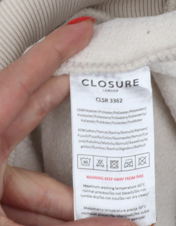 Closure London Men’s Beige L Pullover Hoodie Logo Fleece