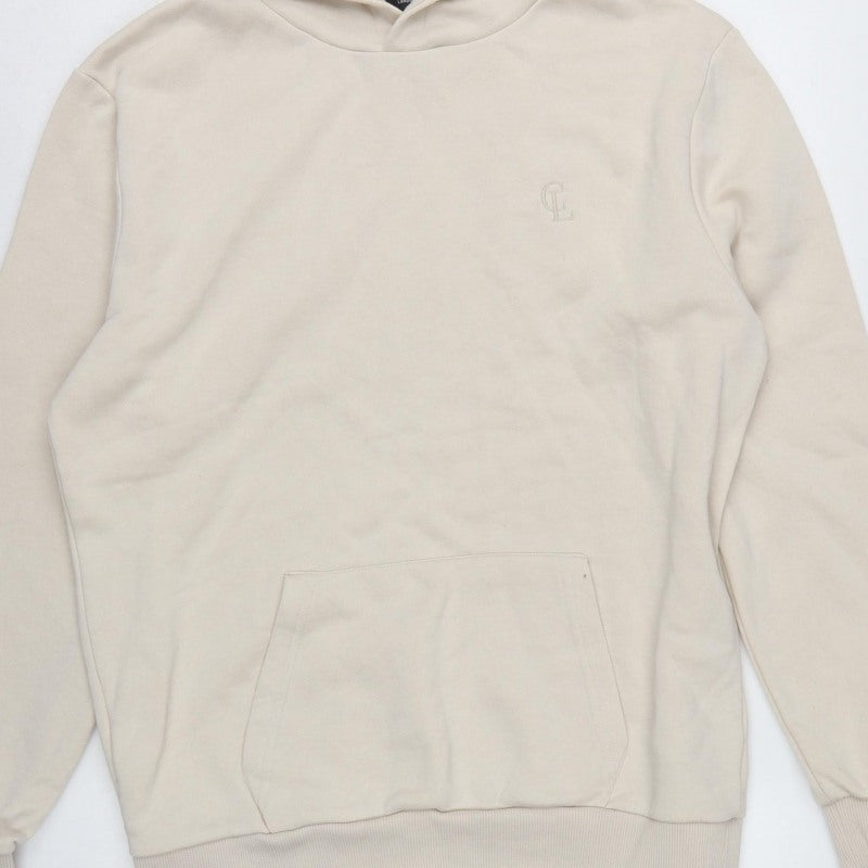 Closure London Men’s Beige L Pullover Hoodie Logo Fleece