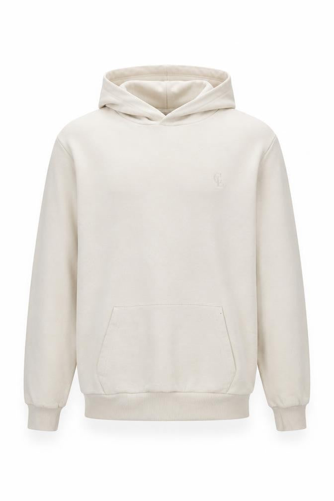 Closure London Men’s Beige L Pullover Hoodie Logo Fleece