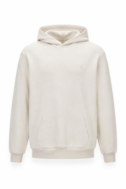 Closure London Men’s Beige L Pullover Hoodie Logo Fleece