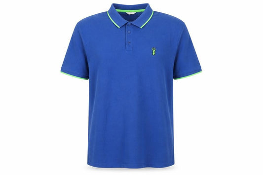 Next Men’s Blue L Cotton Stretch Polo Shirt Green Trim Embroidered Logo