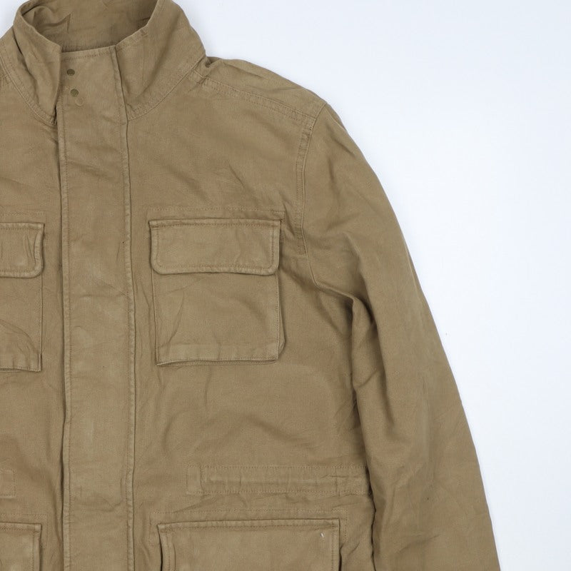 M&S Men’s Beige XL Military Field Jacket Cotton Multi Pocket