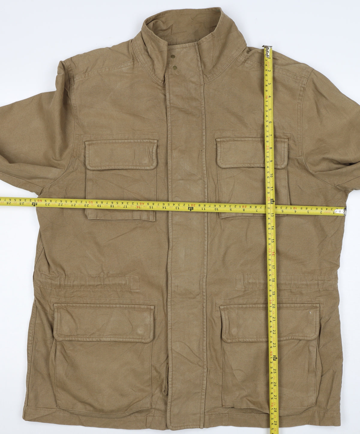 M&S Men’s Beige XL Military Field Jacket Cotton Multi Pocket
