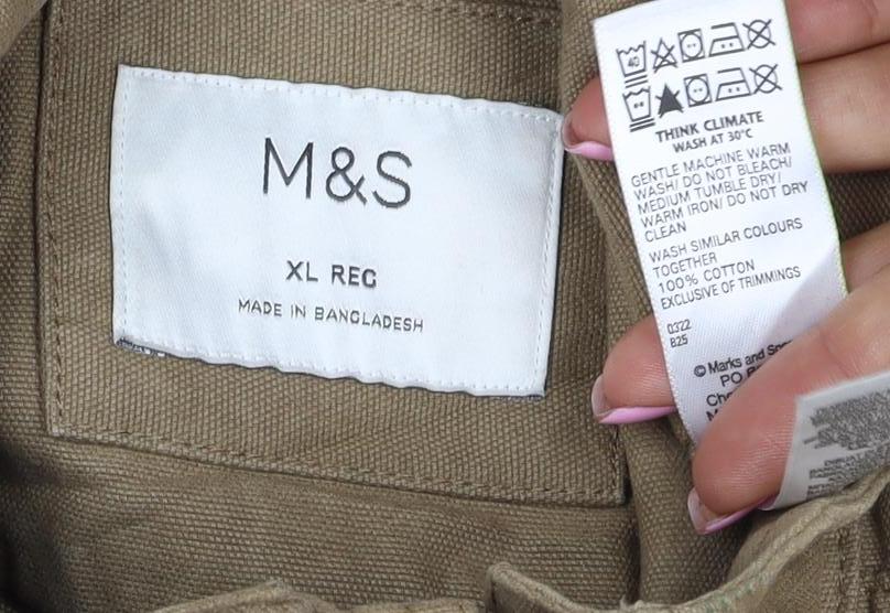 M&S Men’s Beige XL Military Field Jacket Cotton Multi Pocket