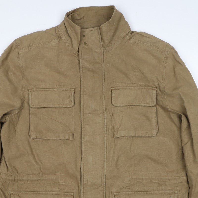 M&S Men’s Beige XL Military Field Jacket Cotton Multi Pocket