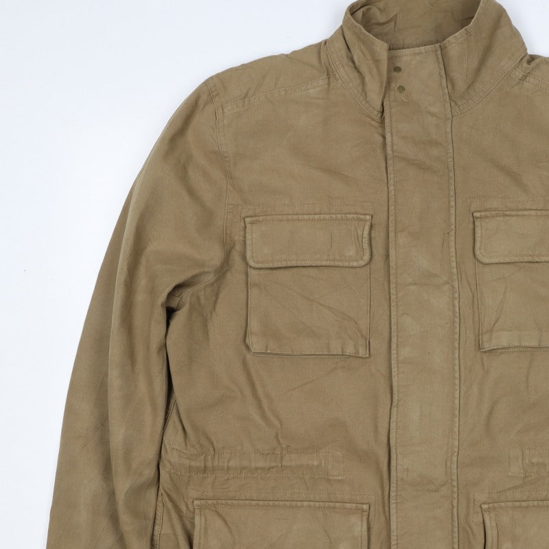 M&S Men’s Beige XL Military Field Jacket Cotton Multi Pocket