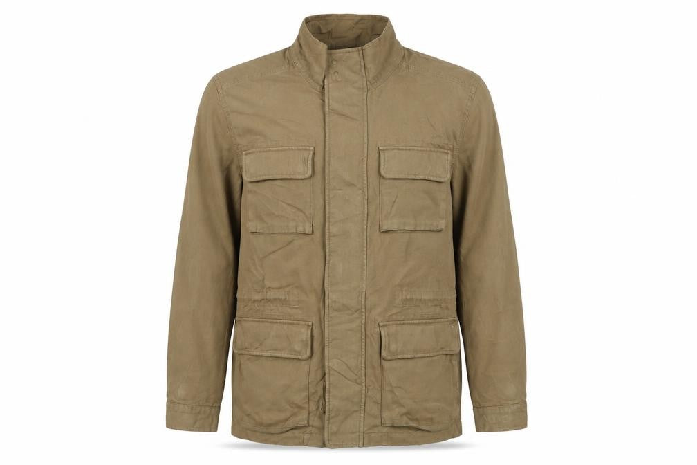 M&S Men’s Beige XL Military Field Jacket Cotton Multi Pocket
