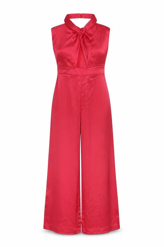 Zara Women Pink S Wide-Leg Sleeveless Belted Jumpsuit