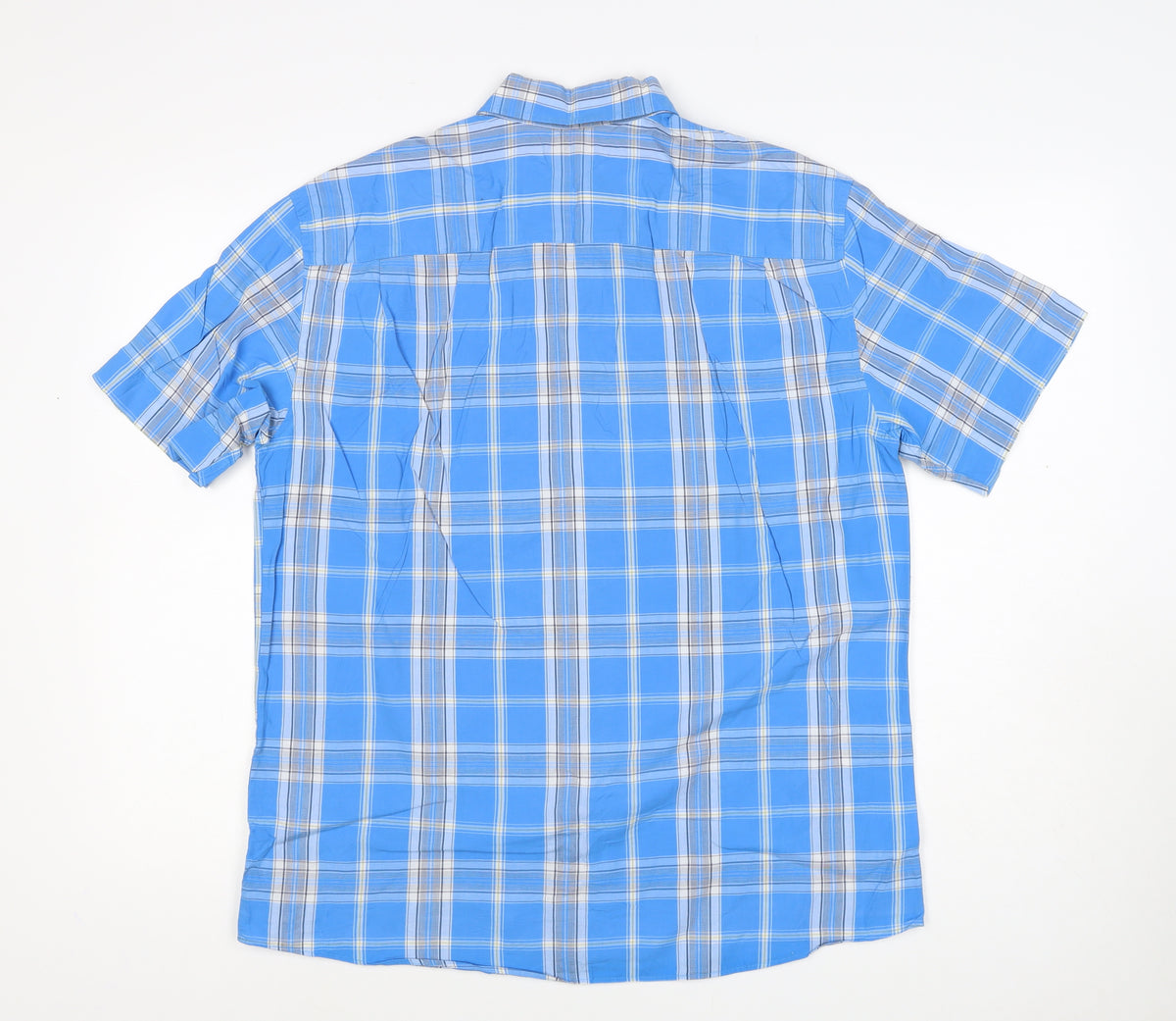 Marks & Spencer Men Blue Plaid Short Sleeve Button-Down Shirt M 38-40