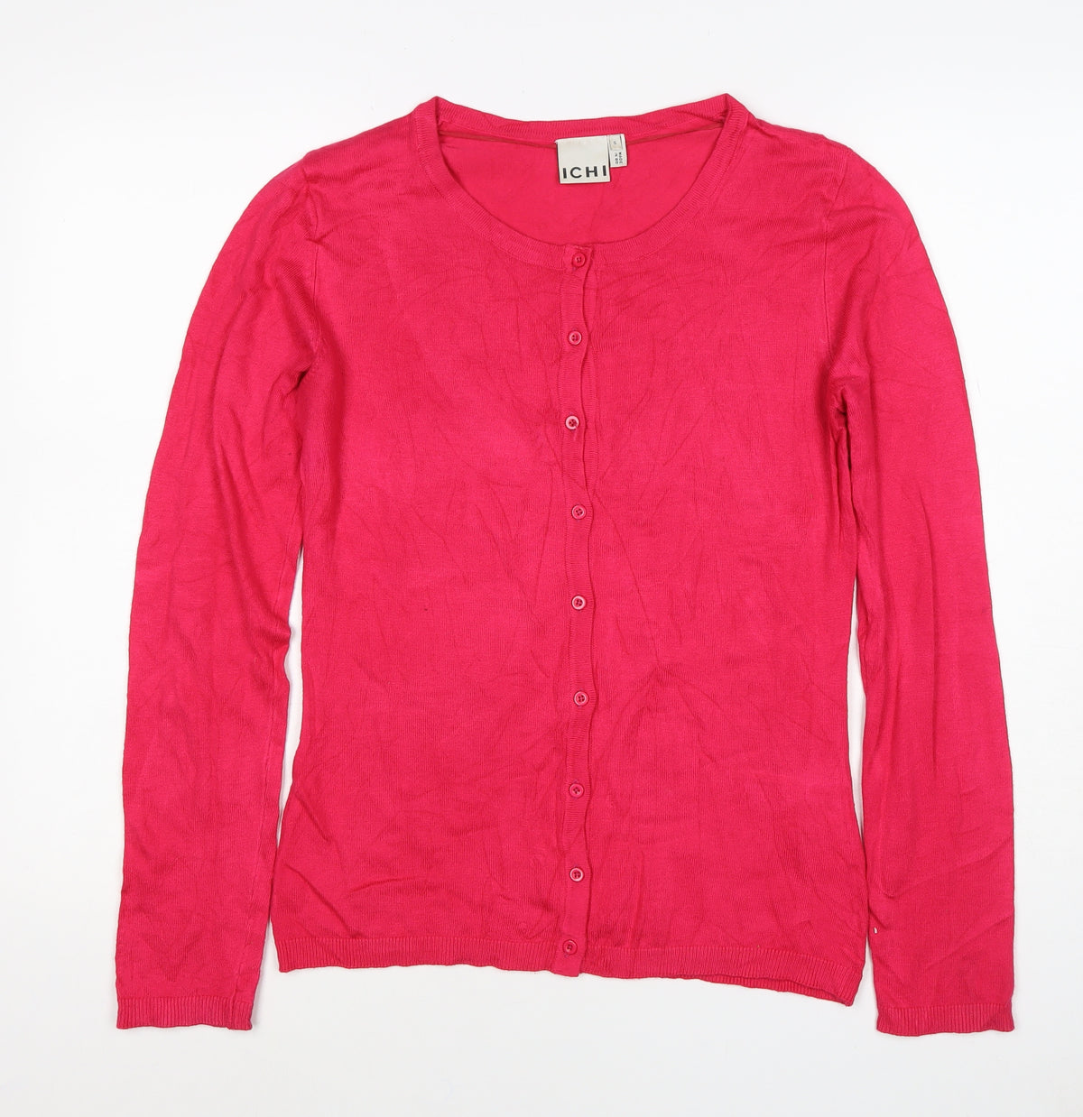 ICHI Women’s Pink Size S Button Front Fine Knit Cardigan
