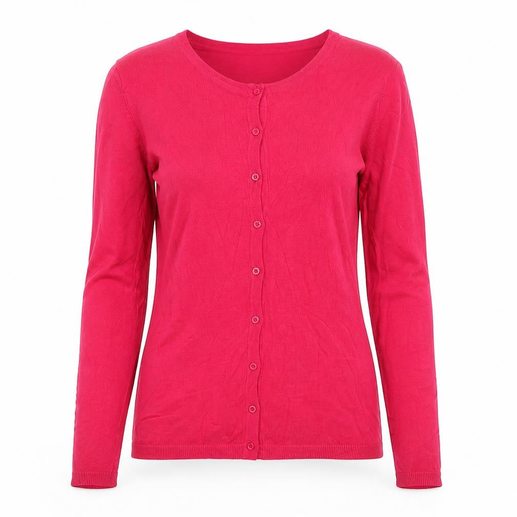 ICHI Women’s Pink Size S Button Front Fine Knit Cardigan