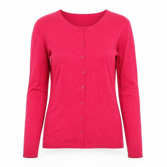 ICHI Women’s Pink Size S Button Front Fine Knit Cardigan
