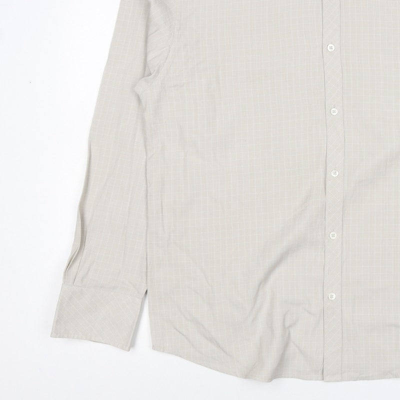 Next Men’s Beige Check Long Sleeve Button-Down Shirt Size L
