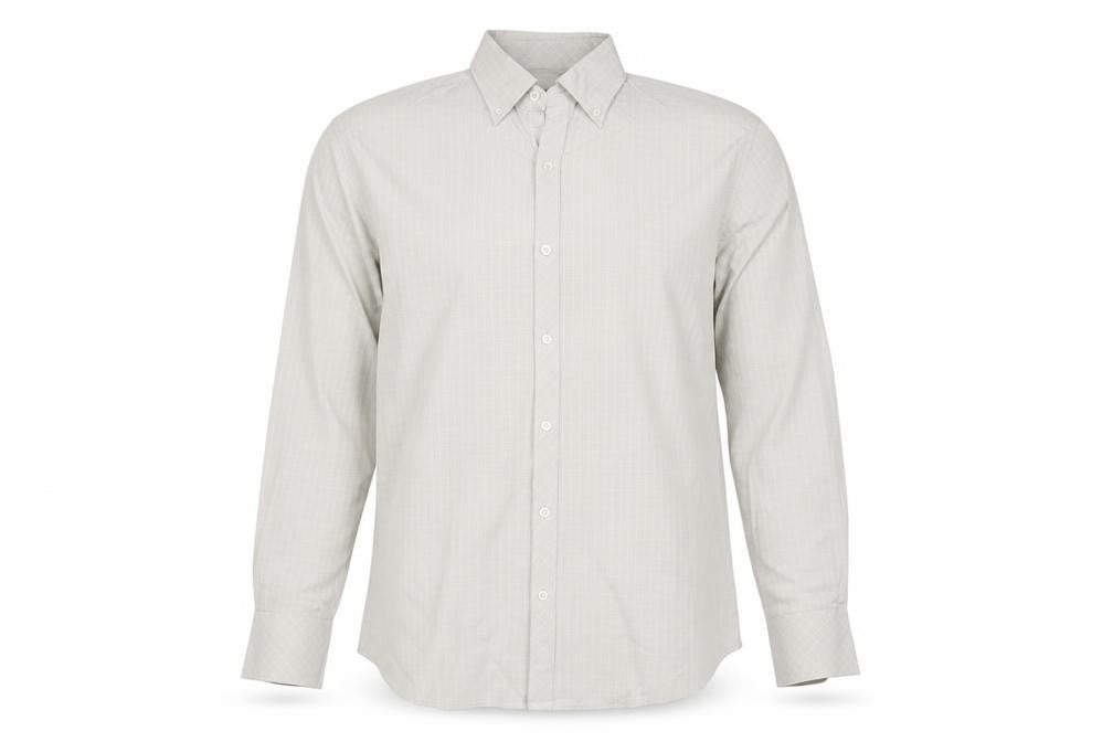 Next Men’s Beige Check Long Sleeve Button-Down Shirt Size L