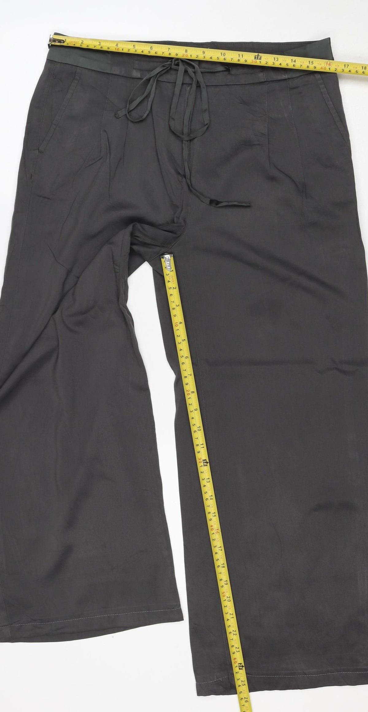 Per Una Women’s Black Size 12 Wide-Leg Drawstring Trousers