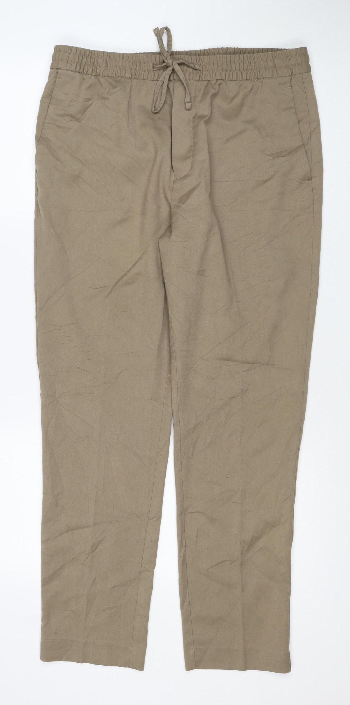 H&M Women’s Brown M Slim Fit Drawstring Trousers Viscose Blend