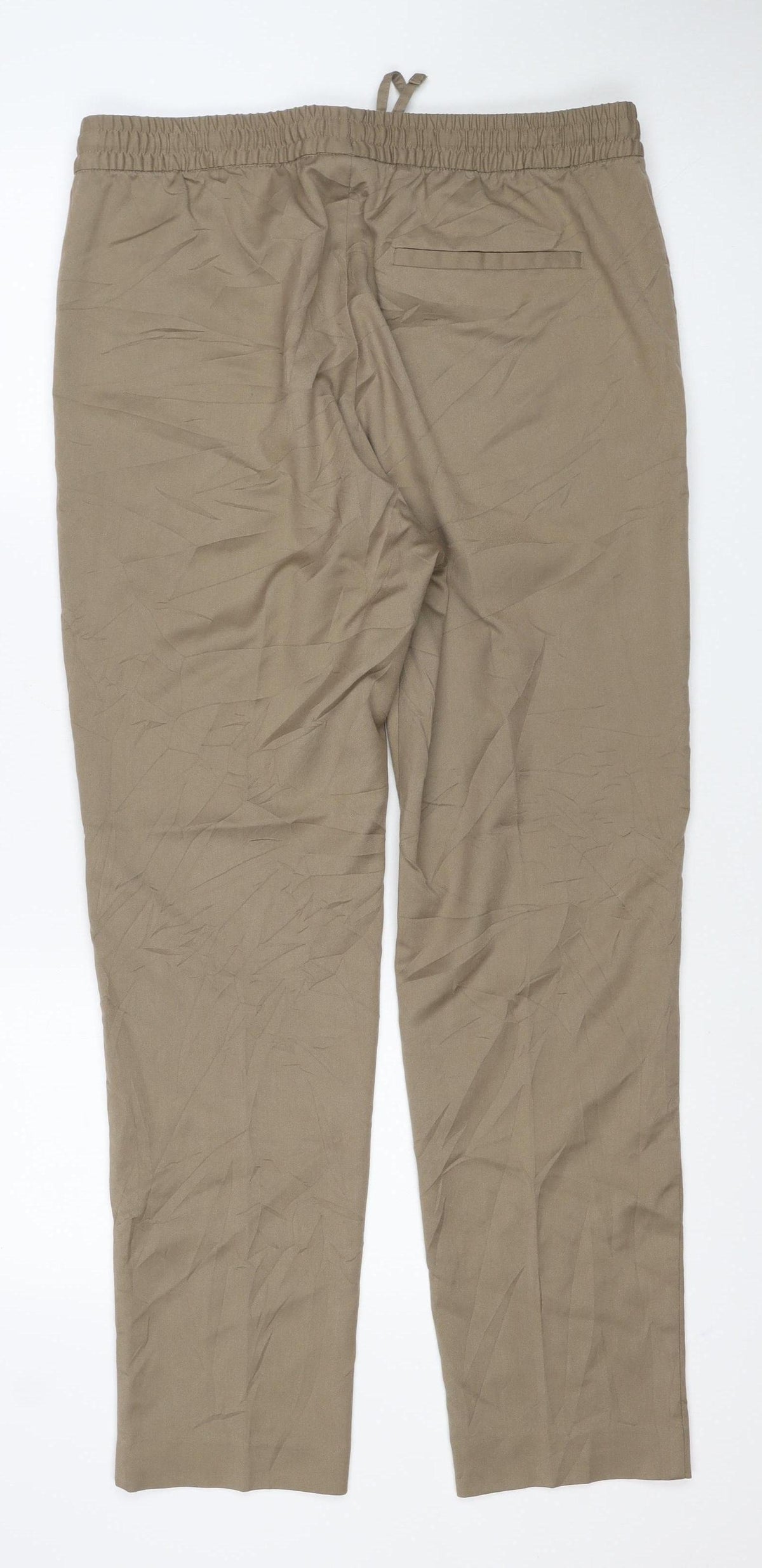 H&M Women’s Brown M Slim Fit Drawstring Trousers Viscose Blend