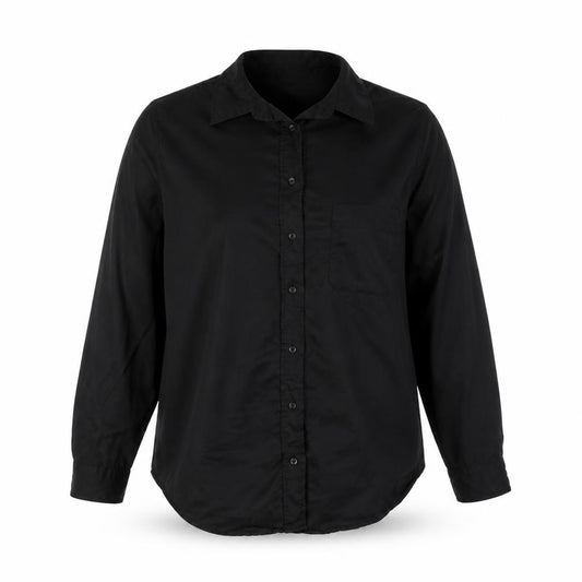 H&M Women Black Size S Viscose Long Sleeve Collared Button-Up Blouse