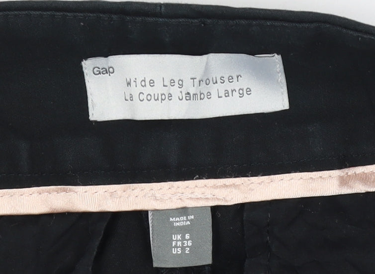 Gap Women Black UK 6 Regular Wide-Leg Stretch Trousers