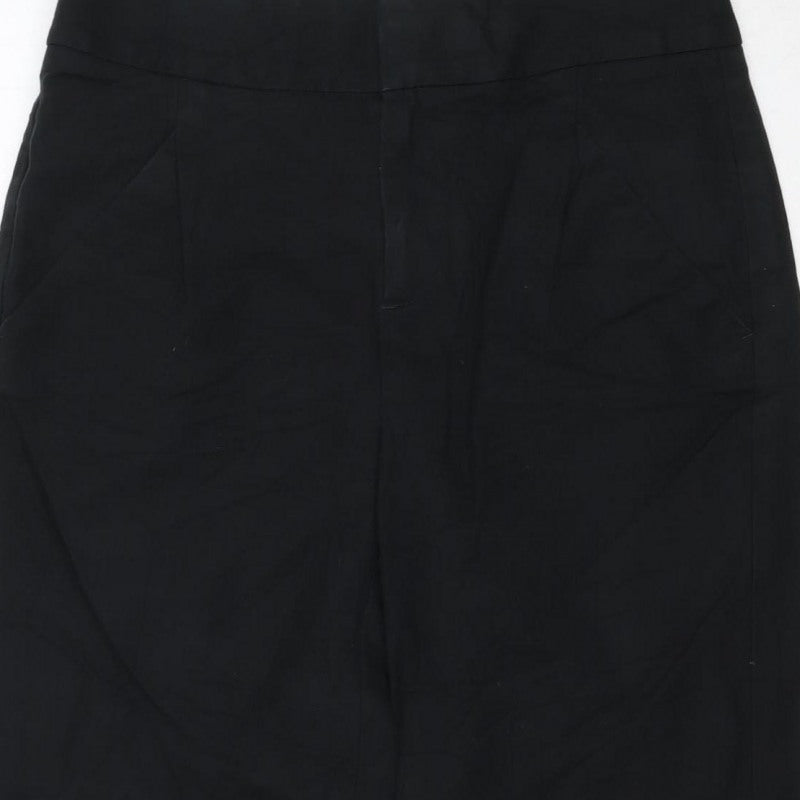 Gap Women Black UK 6 Regular Wide-Leg Stretch Trousers
