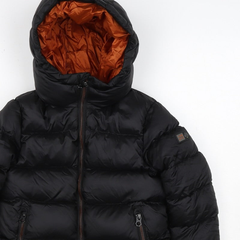 Next Boys Black 7 Years Hooded Puffer Jacket Down Filled