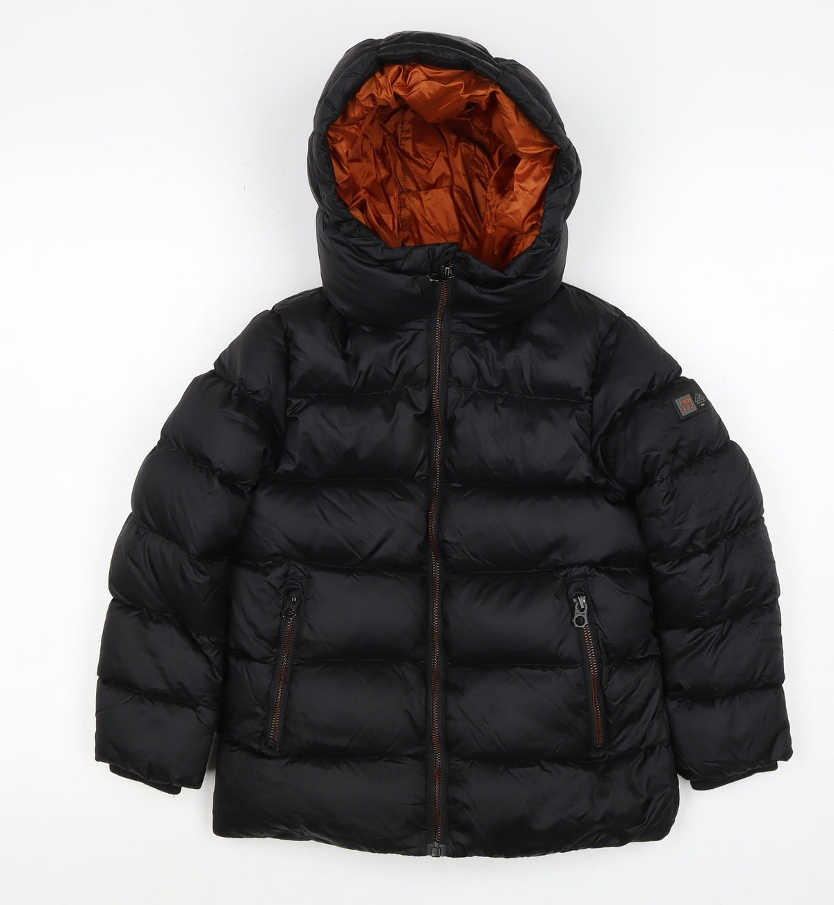 Next Boys Black 7 Years Hooded Puffer Jacket Down Filled