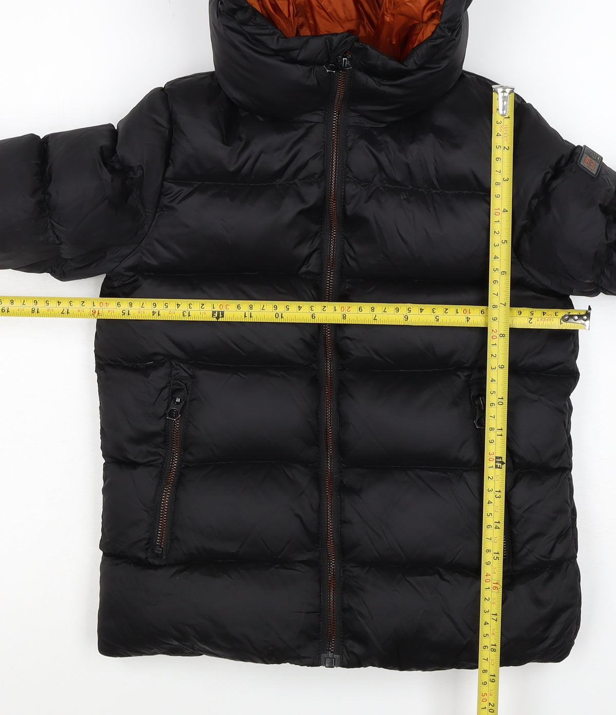 Next Boys Black 7 Years Hooded Puffer Jacket Down Filled