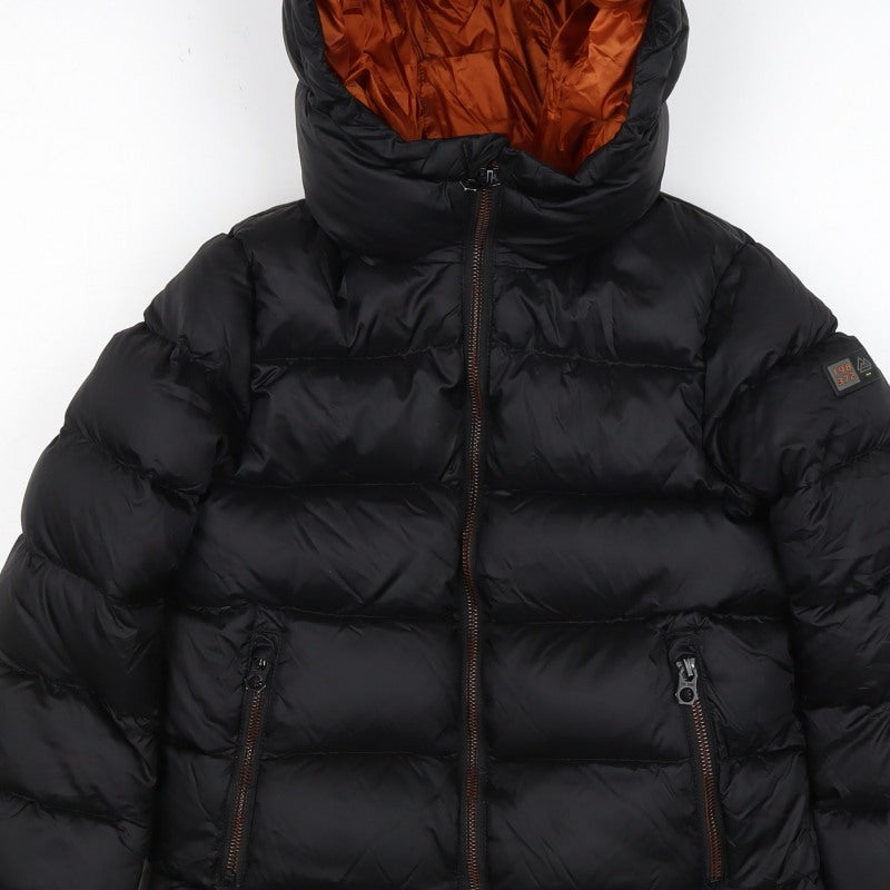 Next Boys Black 7 Years Hooded Puffer Jacket Down Filled