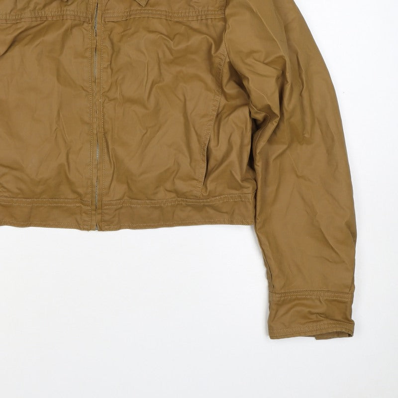 Zara Women’s Brown Size L Cropped Bomber Jacket Collared Zip