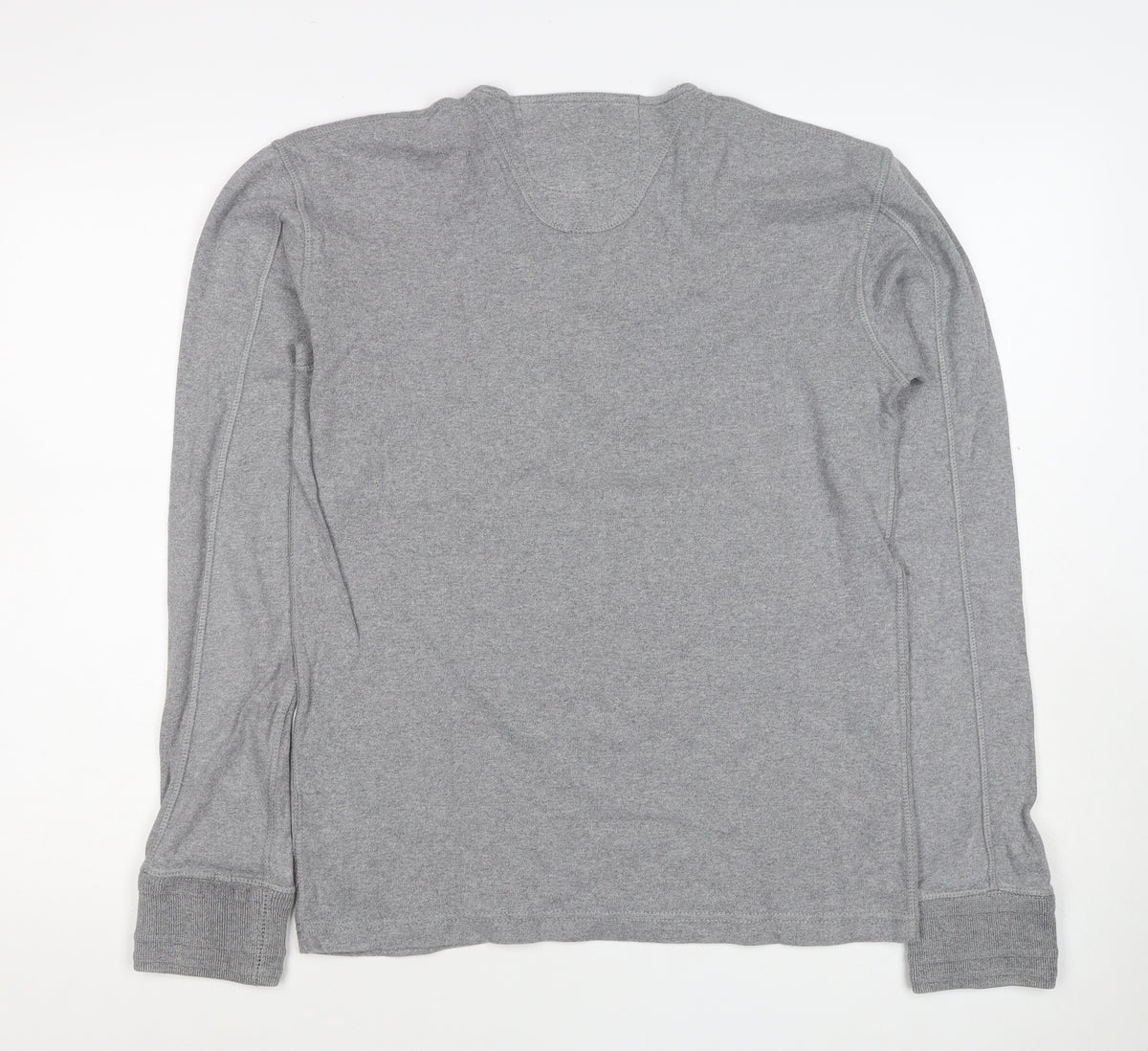 Superdry Men Grey XL Henley Button Long Sleeve Cotton Sweatshirt