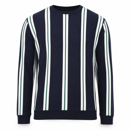 Outfitters Men's Blue Green Striped M Crew Neck Pullover Sweatshirt