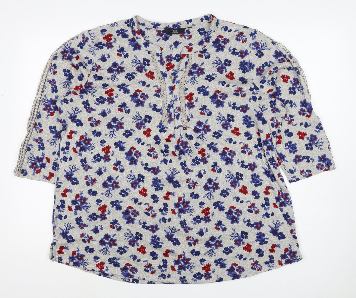 Isle Collection Women’s Multicoloured Floral Jersey Blouse L