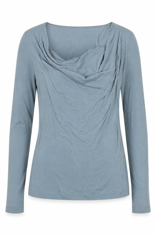 Autograph Women Blue UK 14 Lyocell Cowl Neck Long Sleeve Blouse